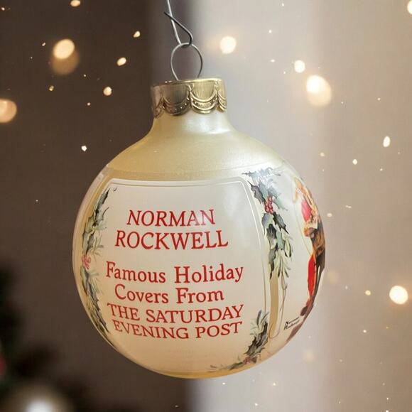 NORMAN ROCKWELL SATURDAY EVENING POST CHRISTMAS 89 GLASS ORNAMENT ORIG BOX VINTA - Picture 4 of 10